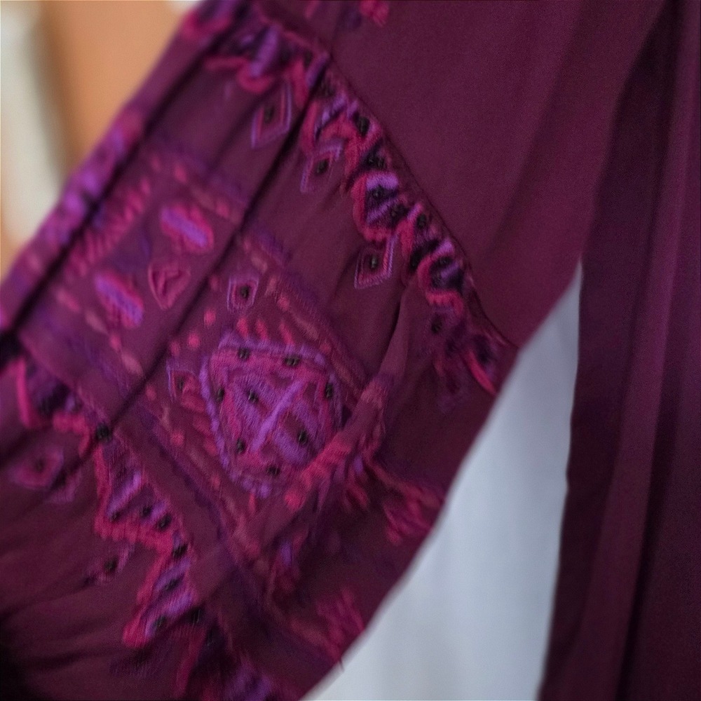 Vintage Collection Plum Embroidered Adele Puff Sleeve Tunic XL Romantic Bohemian - Picture 8 of 12